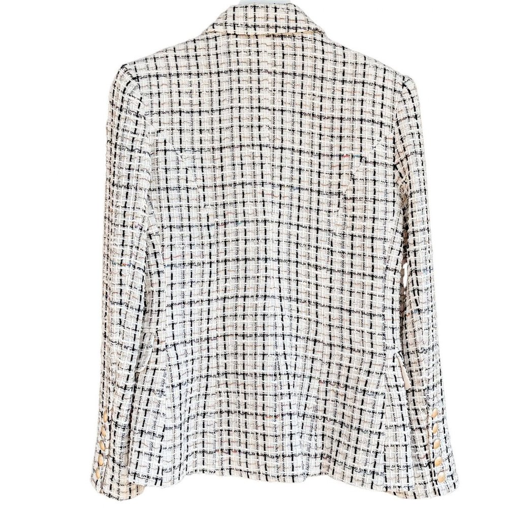 L'AGENCE Kenzie Double Breasted Tweed Blazer in Ivory Multi - Picture 7 of 12